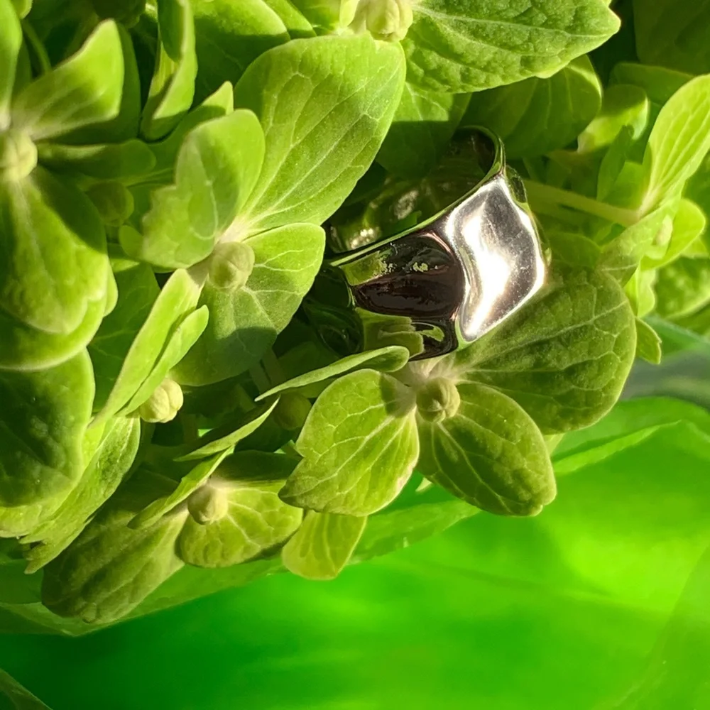 Anthro Sterling Silver Dented Irregular Pinky Ring Resizing One Size